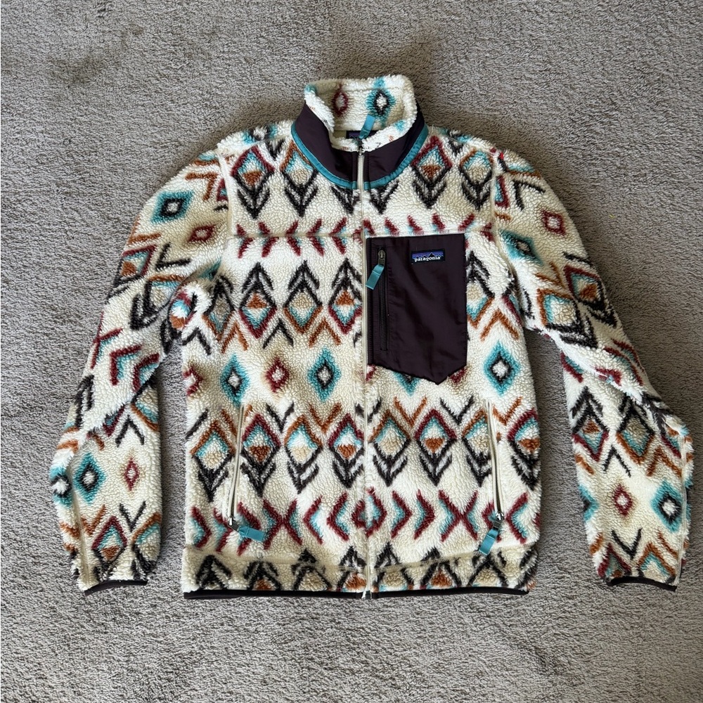 Patterned Fleece Jacket with Pocket Aztec